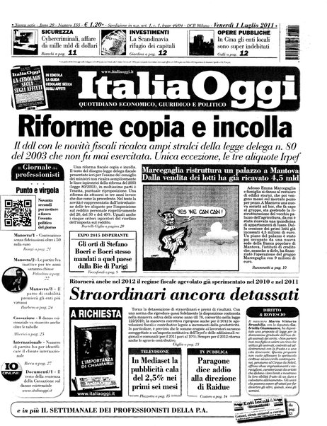 Italia oggi : quotidiano di economia finanza e politica